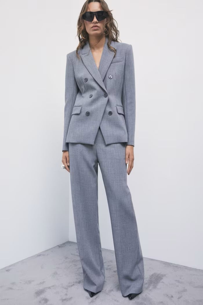 W6-2S0044 Blazer Doppiopetto Stretch Gray Melange