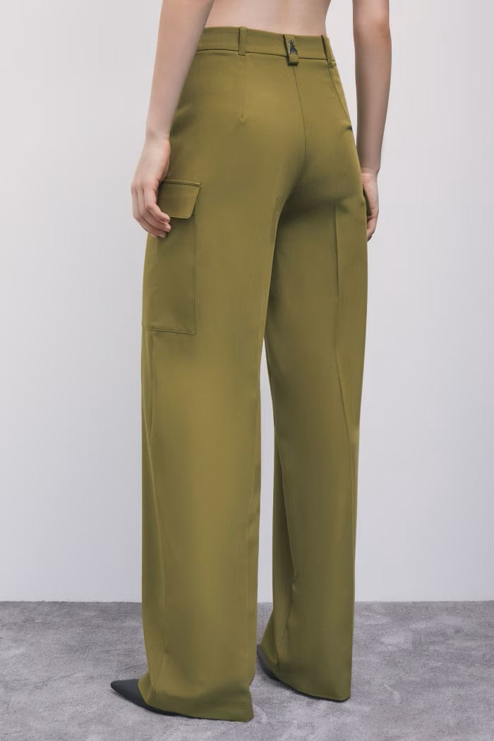 W6-2P0040 Pantaloni Cargo Palazzo Lizard Green