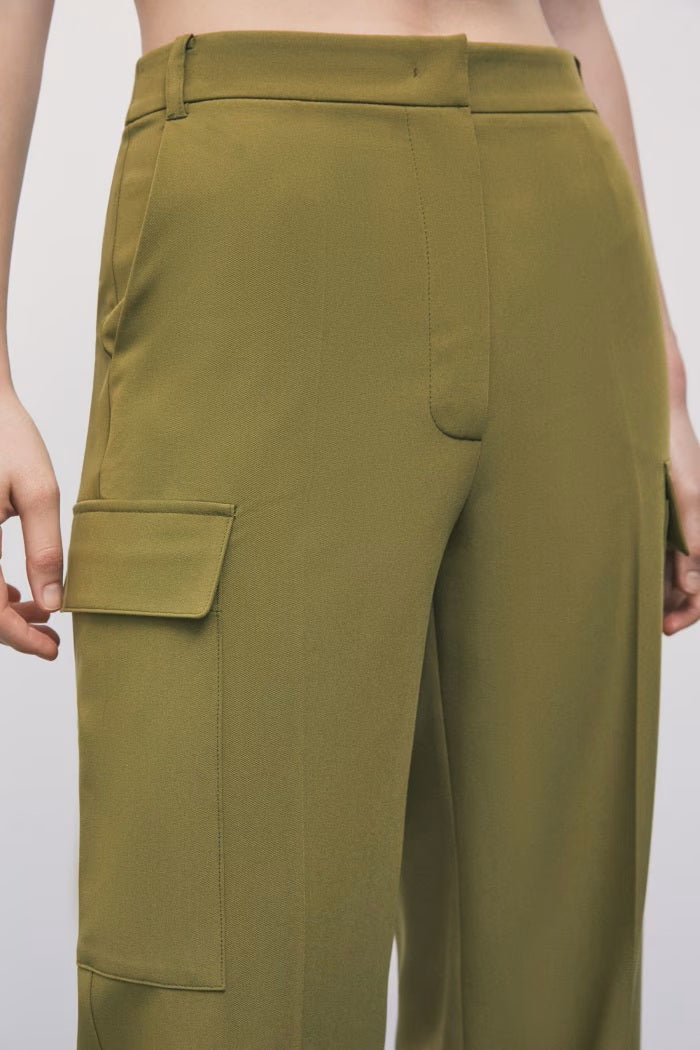 W6-2P0040 Pantaloni Cargo Palazzo Lizard Green