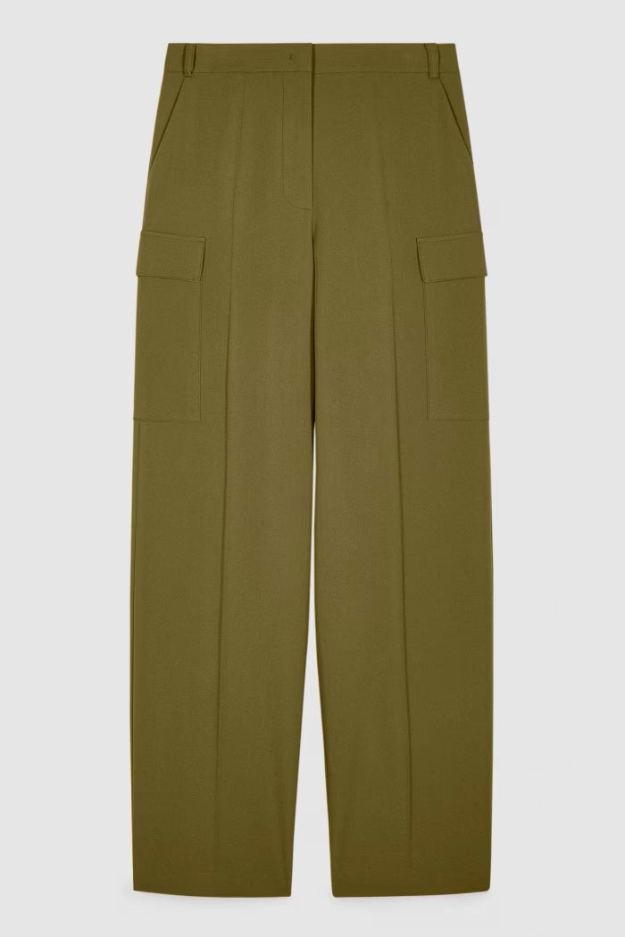 W6-2P0040 Pantaloni Cargo Palazzo Lizard Green