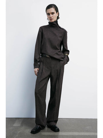 W5-2P1700 Pantalone Con Pieghe Warm Beige