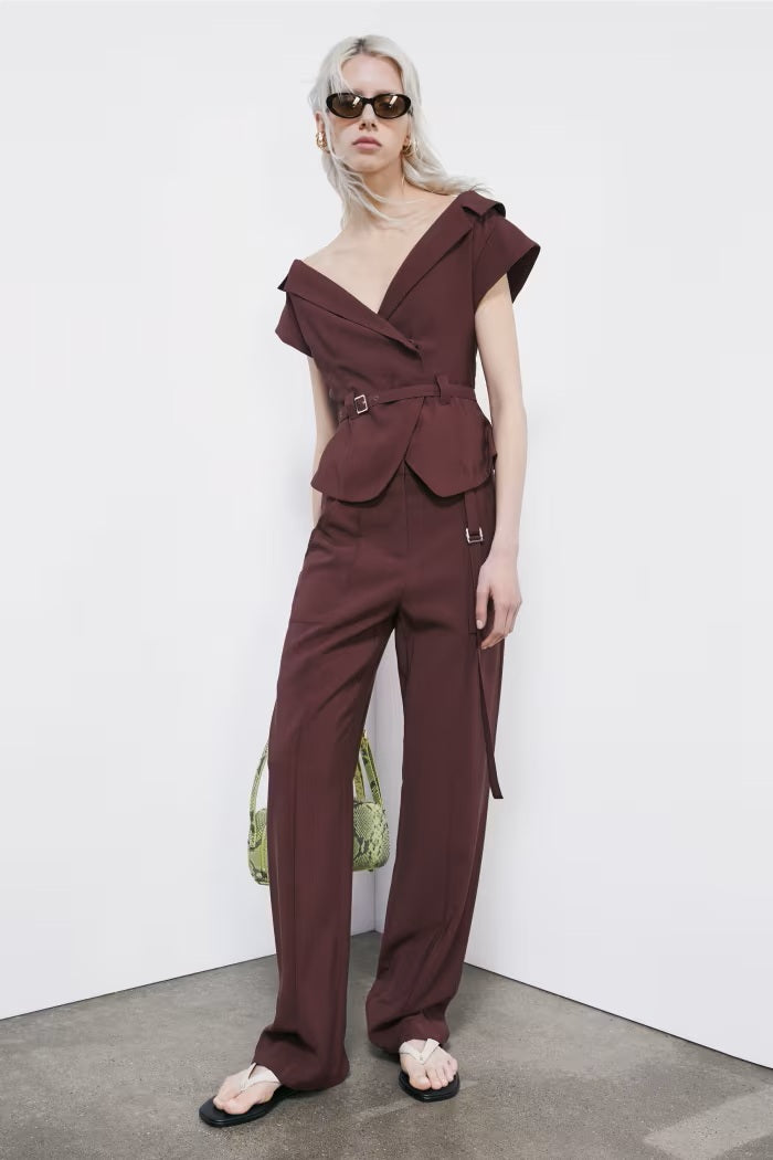 S6-8P1740 Pantalone Dritto Viscosa Desert Sand