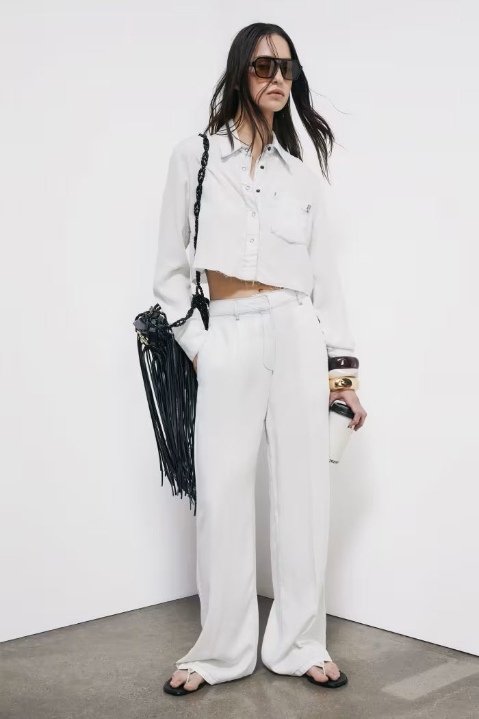 S6-2P1743 Jeans Wide leg in Denim Leggero Super Bleach Tencel