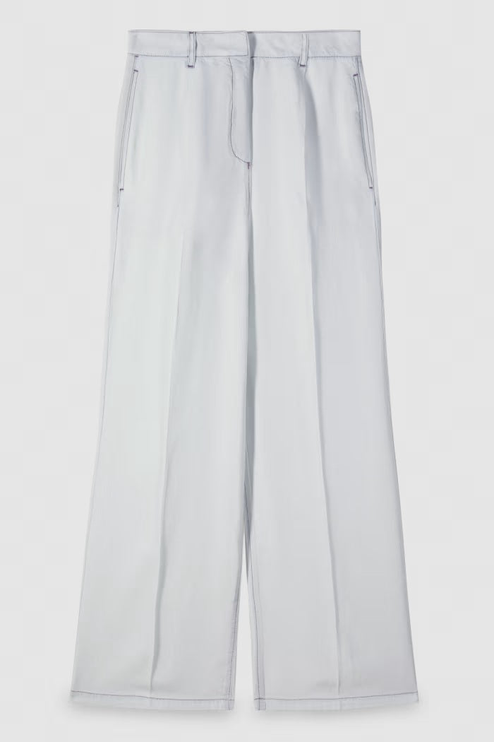 S6-2P1743 Jeans Wide leg in Denim Leggero Super Bleach Tencel