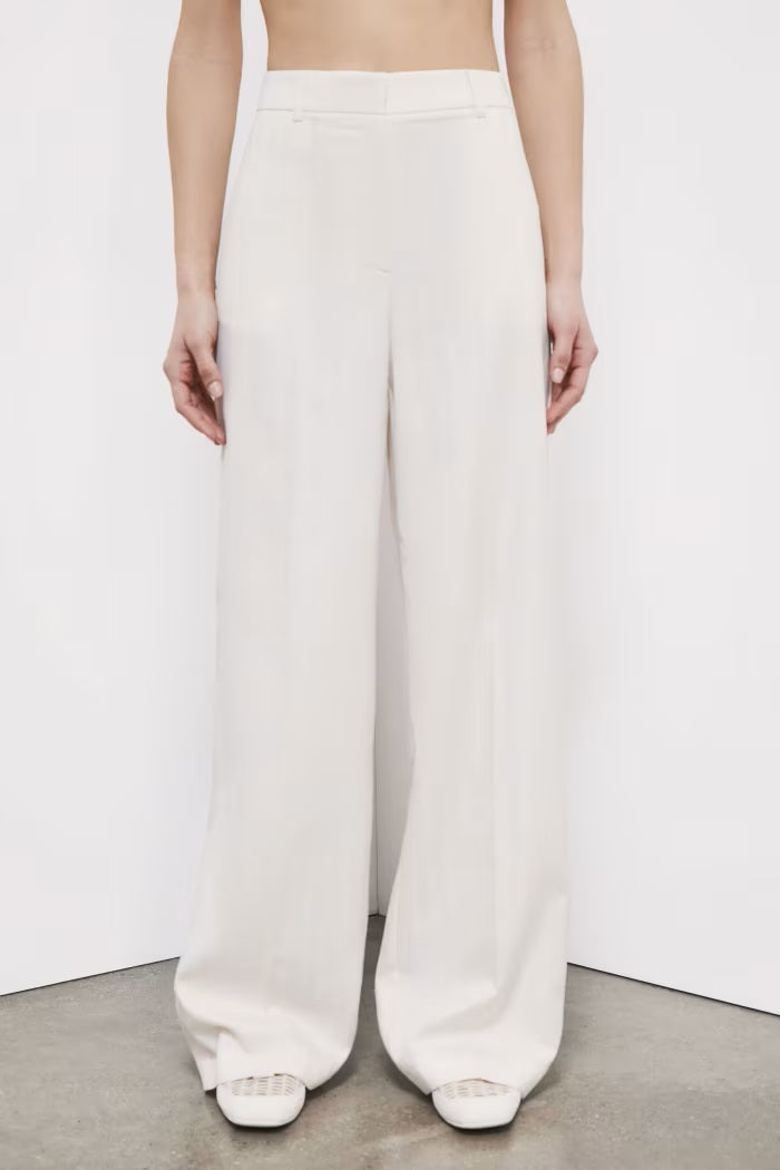 S6-8P1754 Pantaloni Palazzo Strutturati Pearl Ivory