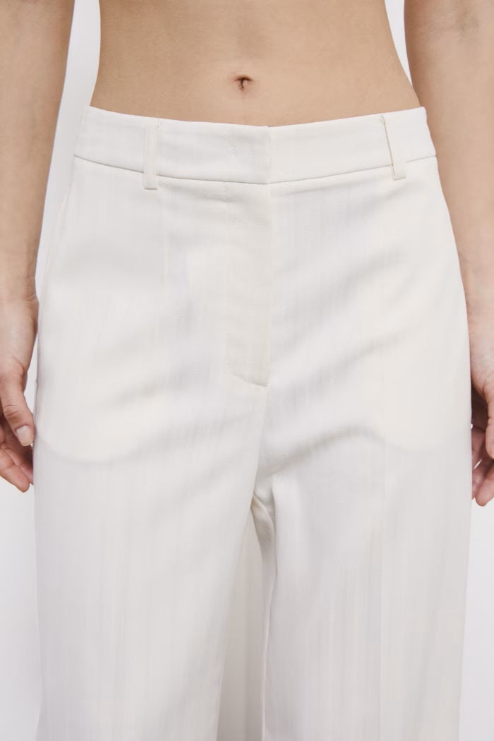 S6-8P1754 Pantaloni Palazzo Strutturati Pearl Ivory