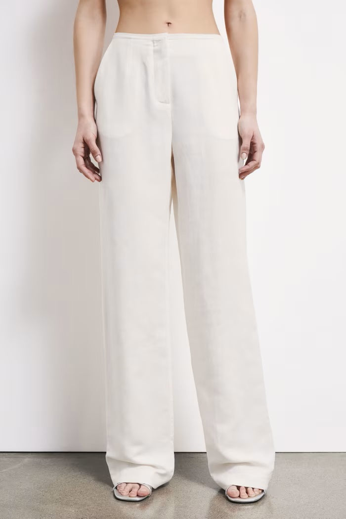 S6-8P1759 Pantaloni Sartoriali a Vita Bassa in Lino Pearl Ivory