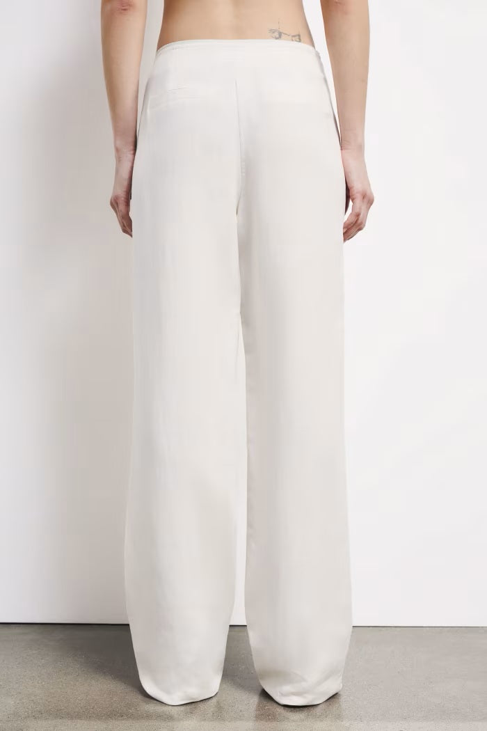 S6-8P1759 Pantaloni Sartoriali a Vita Bassa in Lino Pearl Ivory
