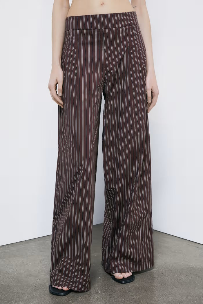S6-2P1783 Pantaloni Palazzo Wood Brown Stripe