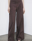 S6-2P1783 Pantaloni Palazzo Wood Brown Stripe