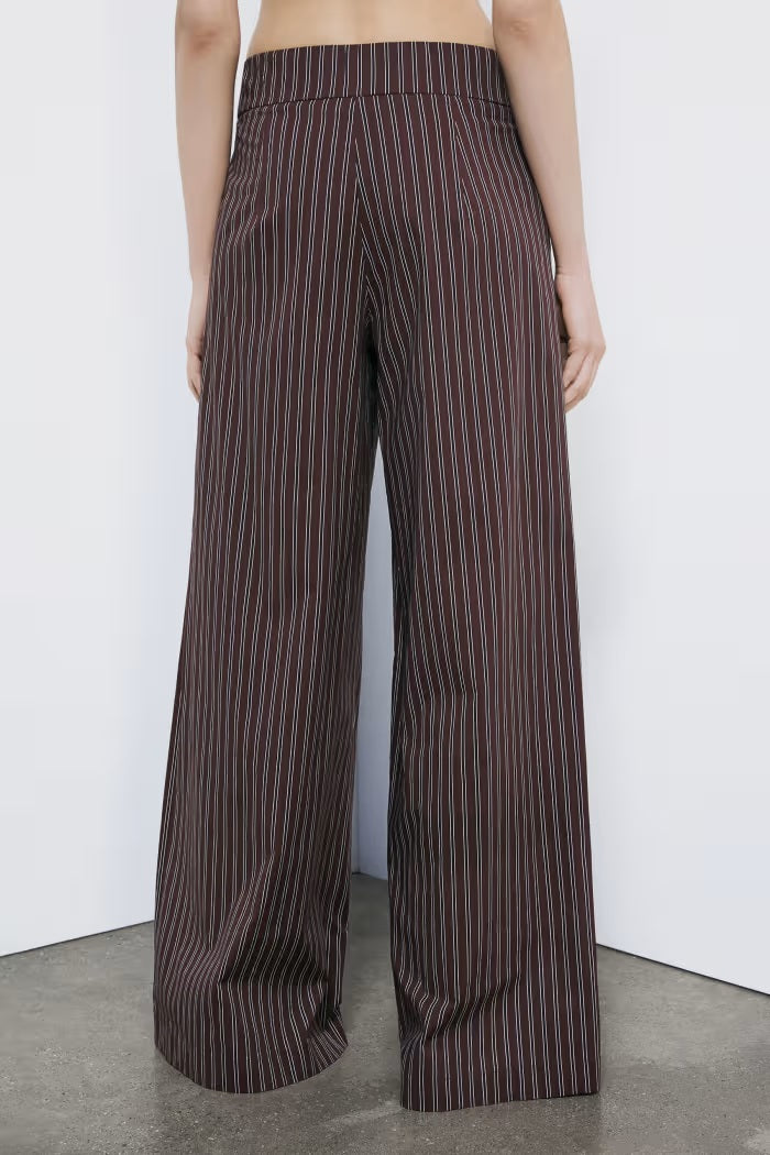 S6-2P1783 Pantaloni Palazzo Wood Brown Stripe