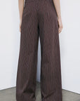 S6-2P1783 Pantaloni Palazzo Wood Brown Stripe