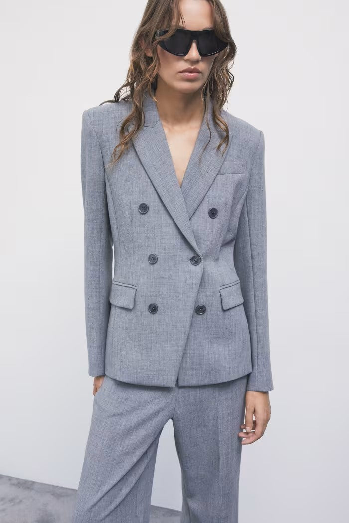 W6-2S0044 Blazer Doppiopetto Stretch Gray Melange