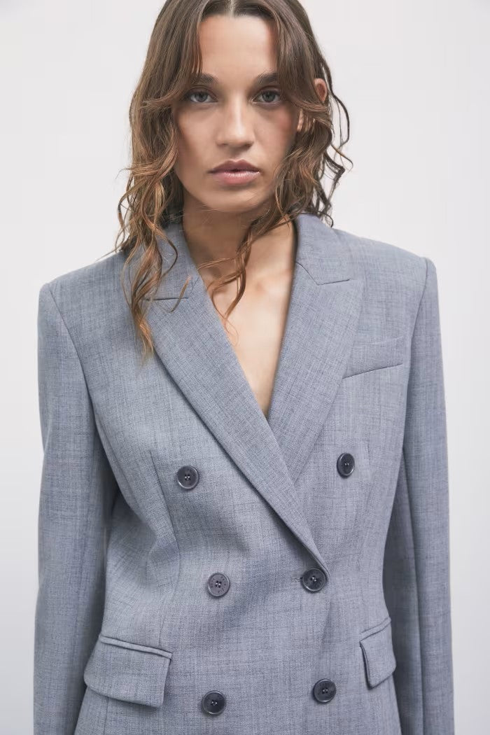 W6-2S0044 Blazer Doppiopetto Stretch Gray Melange