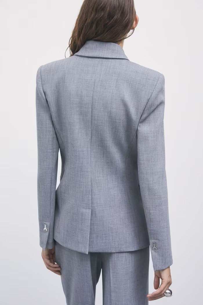 W6-2S0044 Blazer Doppiopetto Stretch Gray Melange