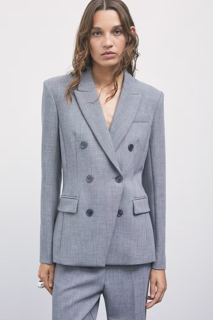 W6-2S0044 Blazer Doppiopetto Stretch Gray Melange