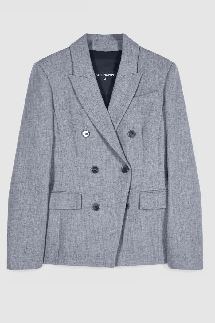 W6-2S0044 Blazer Doppiopetto Stretch Gray Melange