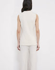 S6-2S1548 Gilet Lungo Sartoriale con Lacci Pearl Ivory