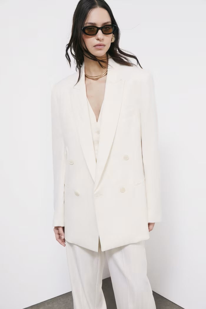 S6-2S1560 Blazer Strutturato Doppiopetto Pearl Ivory