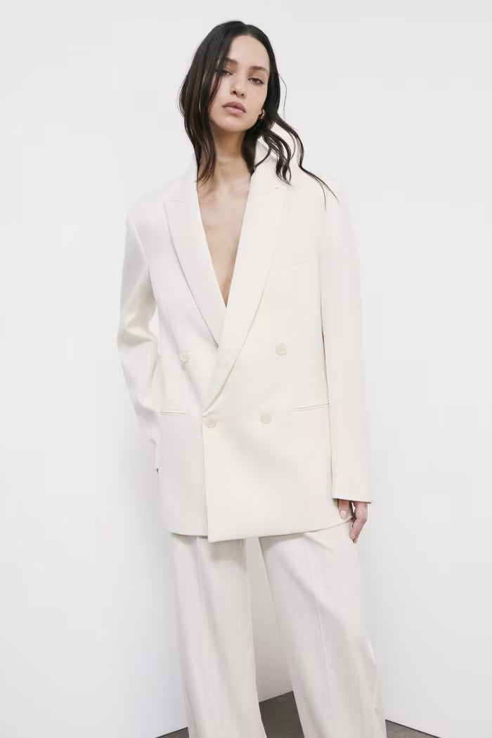 S6-2S1560 Blazer Strutturato Doppiopetto Pearl Ivory