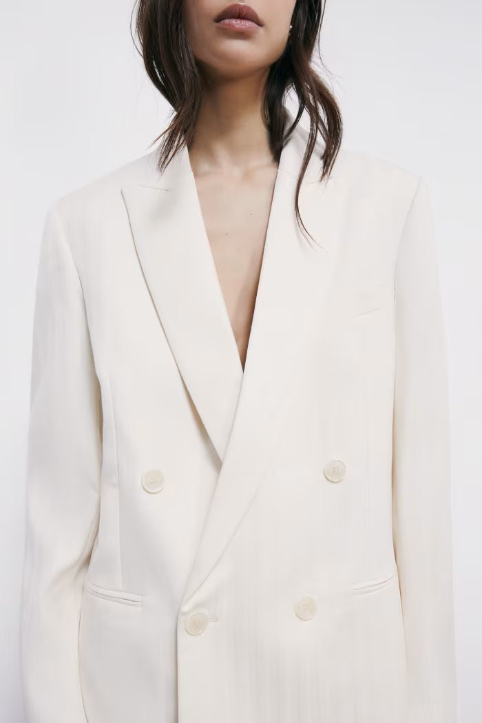 S6-2S1560 Blazer Strutturato Doppiopetto Pearl Ivory