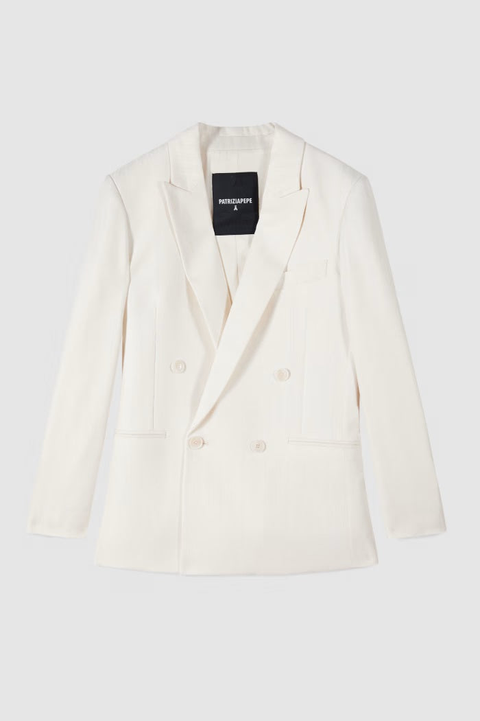 S6-2S1560 Blazer Strutturato Doppiopetto Pearl Ivory