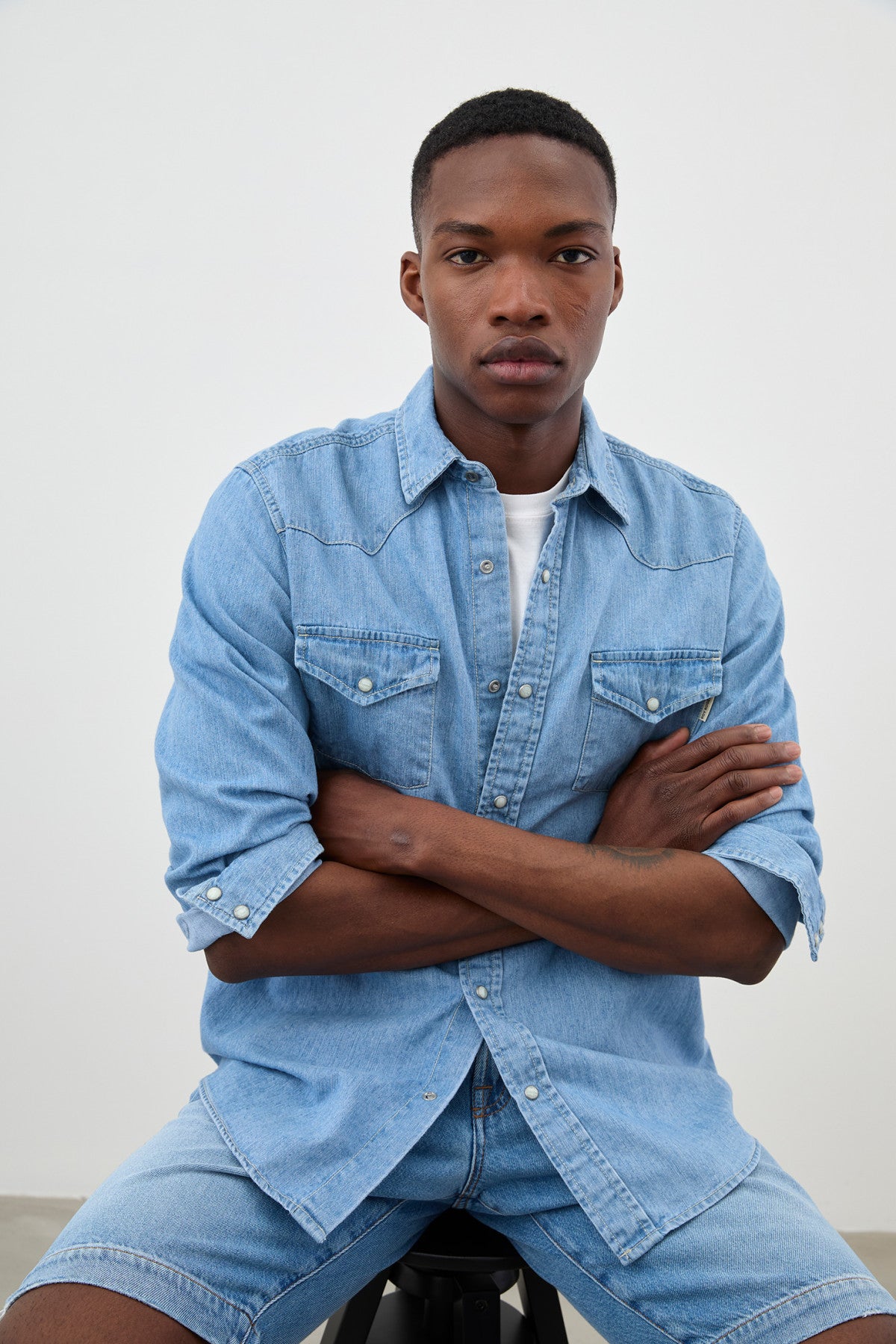 US5-Camicia Martin Denim Bleach Man