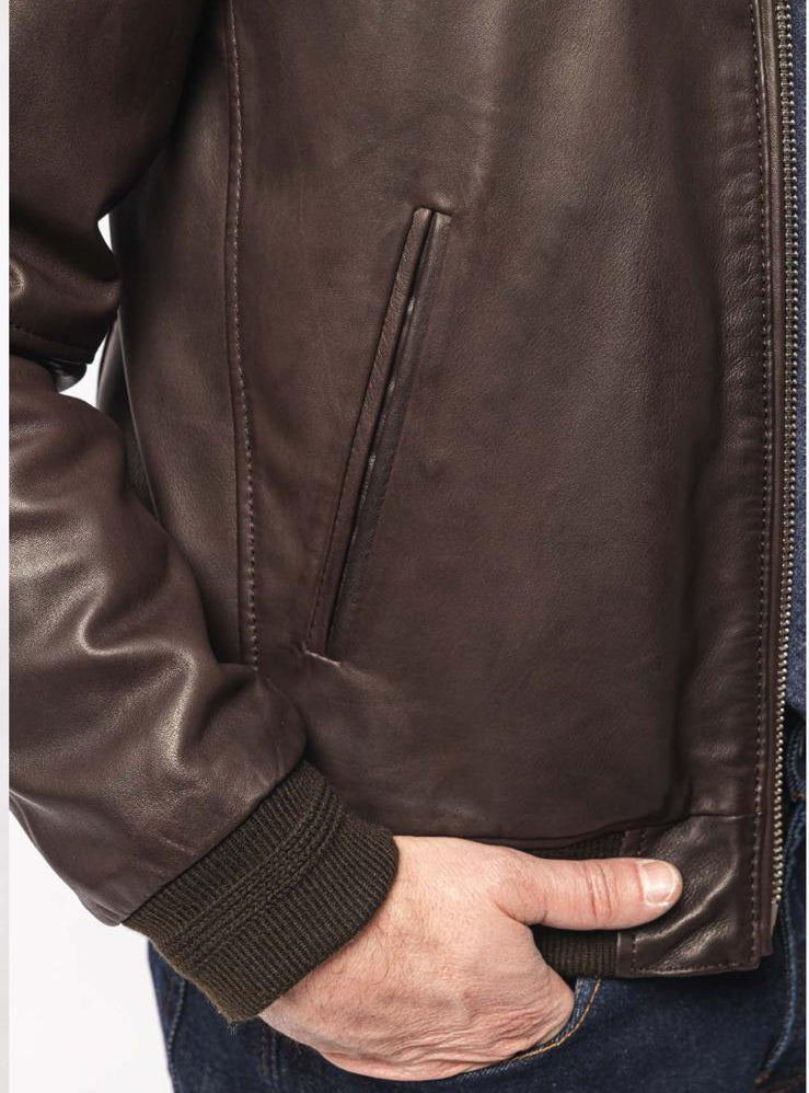 UW6-ELVIS Giubbotto Pelle Dark Brown 06 Man
