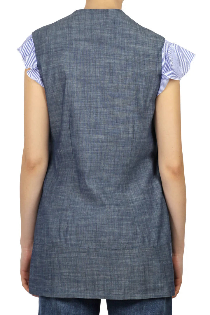 S5-35014 Gilet Effetto Denim Gessato