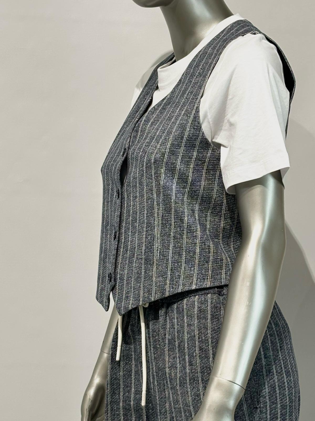 SD5-3486 Gilet Gessato Blu Woman