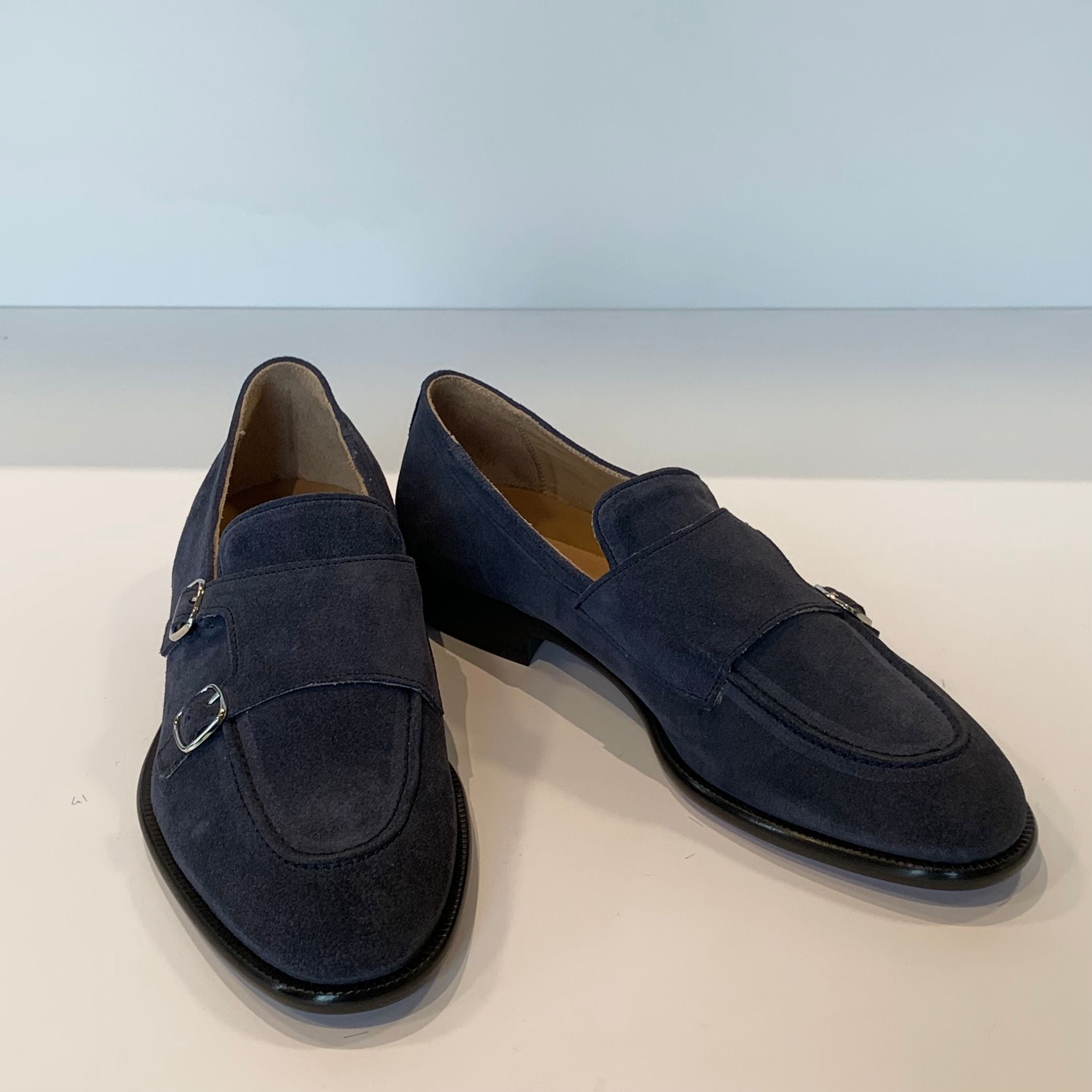 S4-181 Mocassino 2 Fibbie Camoscio Mare Man