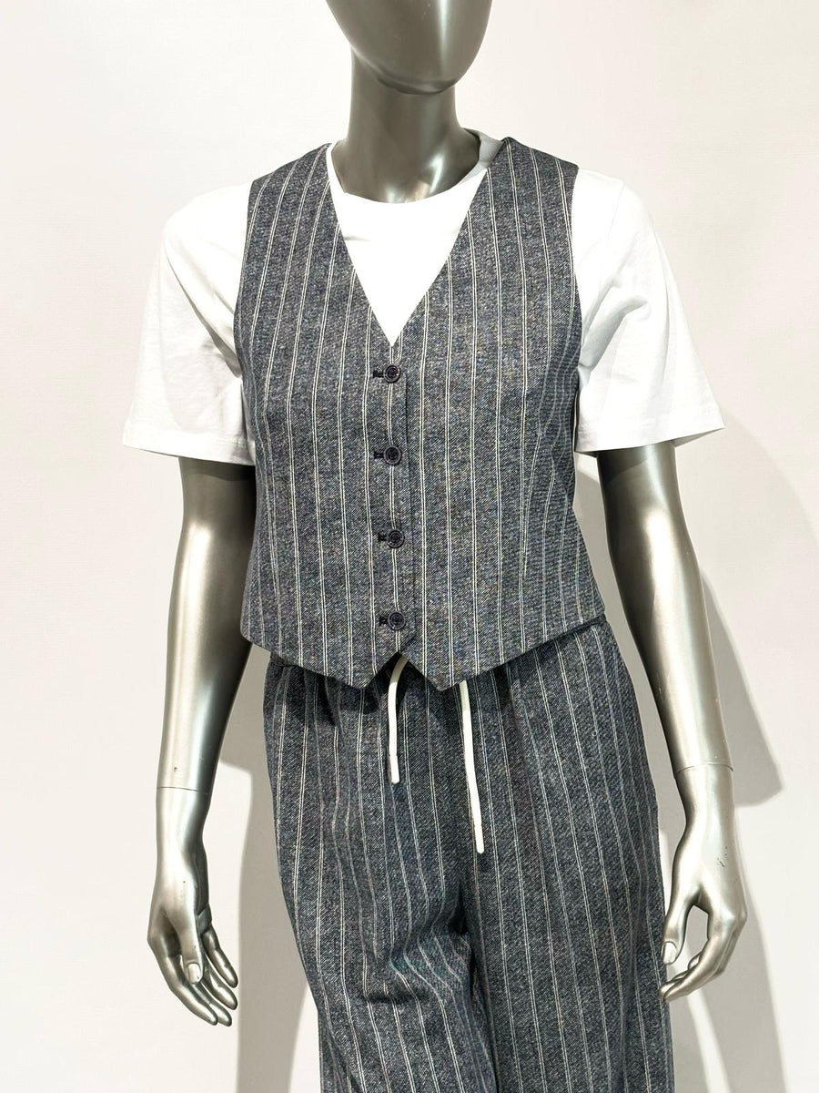 SD5-3486 Gilet Gessato Blu Woman