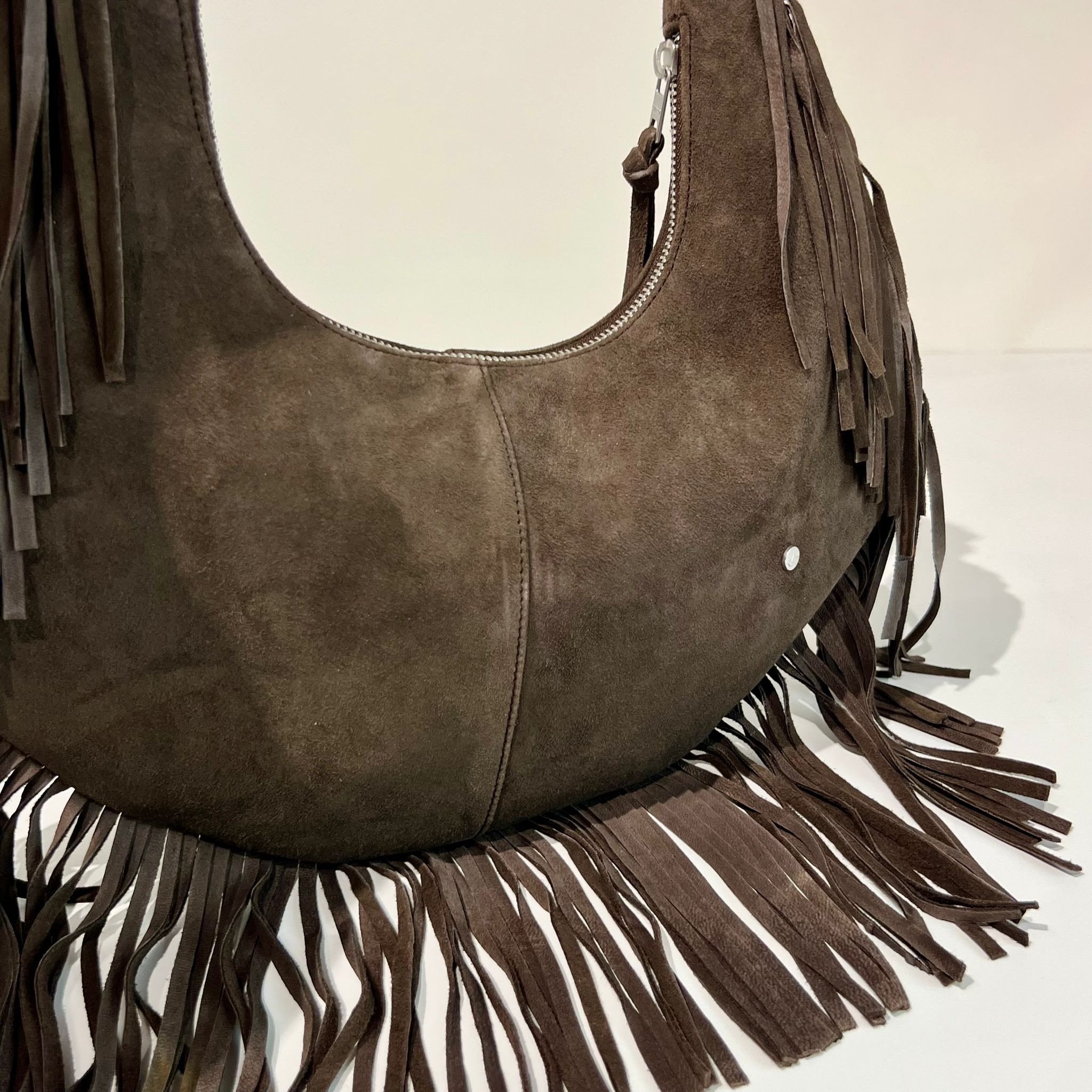 S6-1203 Borsa Hobo Frange Suede Brown 220
