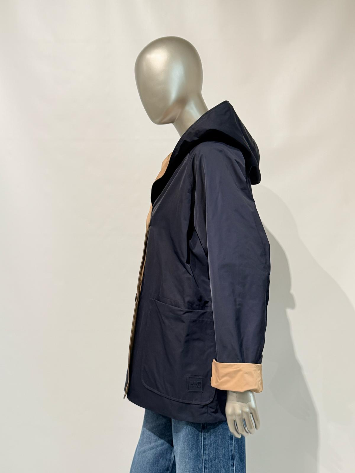 S5-9411 Impermeabile Reversibile in Nylon Memory Blu/Cammello