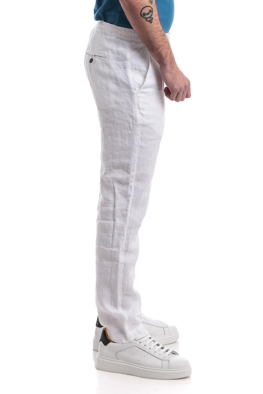 US4-Pantalone Chino Portofino Lino Optic White Man