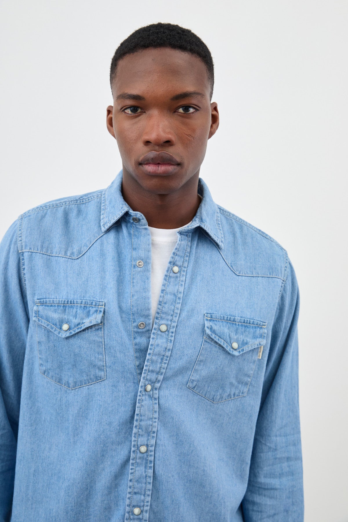 US5-Camicia Martin Denim Bleach Man