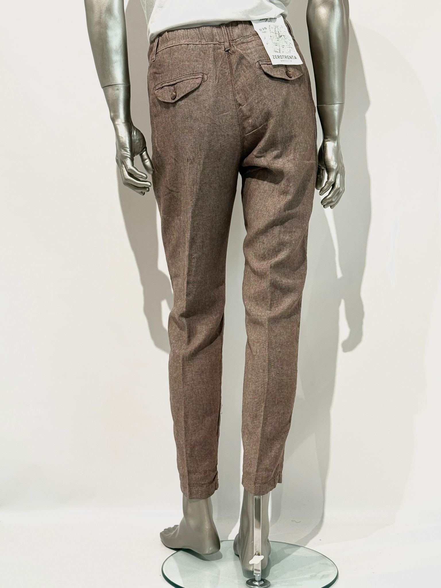 S5-1442 Pantalone Lino E Cotone Coffe Brown Man