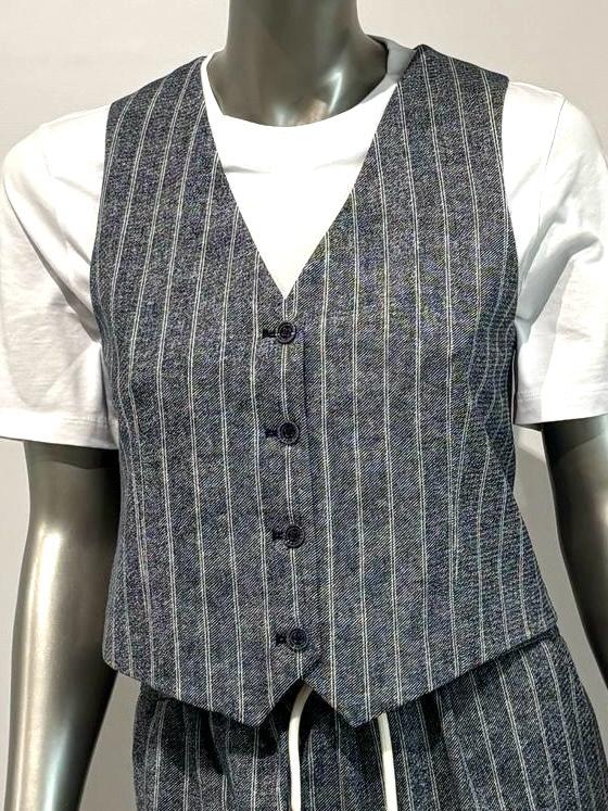 SD5-3486 Gilet Gessato Blu Woman