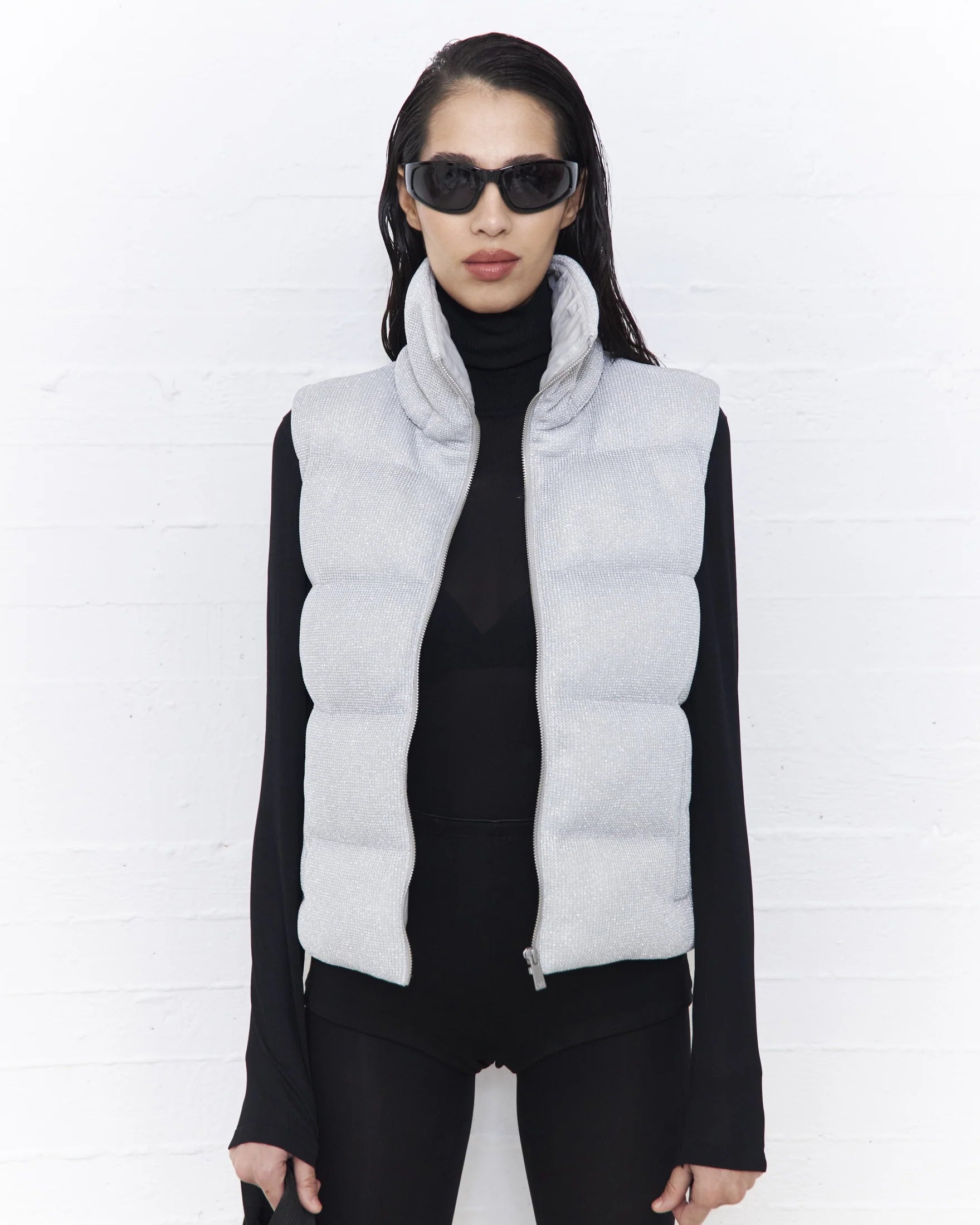 DW5-CADENCE Gilet Piumino Corto Tricotech Lurex Ice Woman