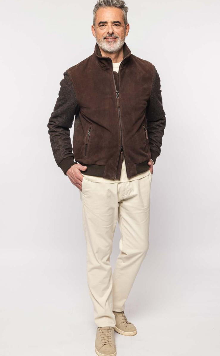 UW6-DANTE Giacca Suede Wool Chocolate 034 Man