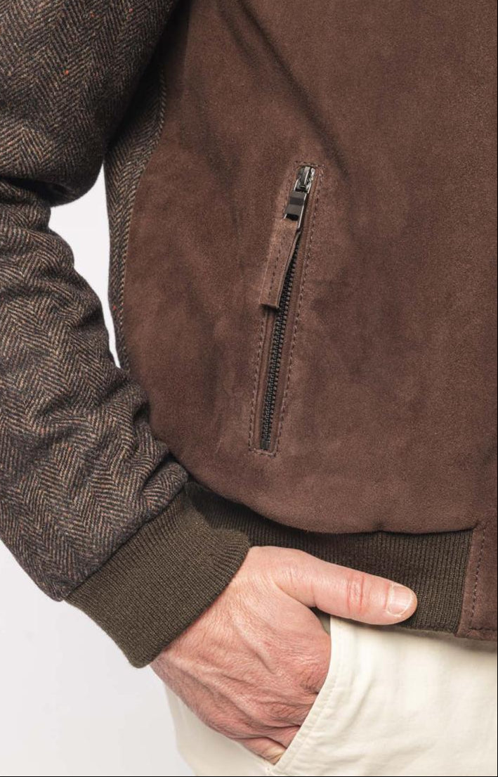 UW6-DANTE Giacca Suede Wool Chocolate 034 Man
