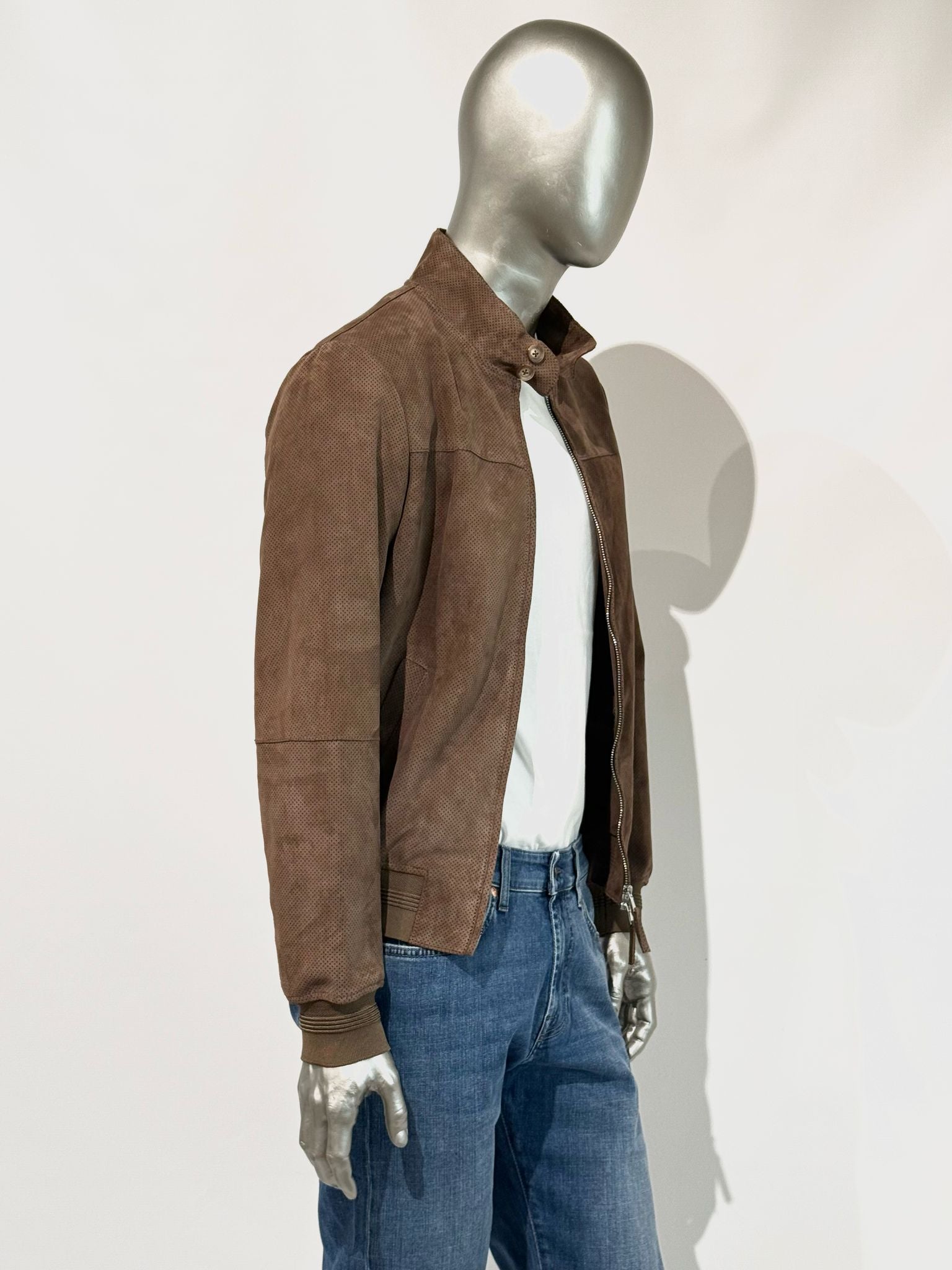 US5-MEMPHIS Giubbotto Pelle Traforata Scamosciata Mud Man