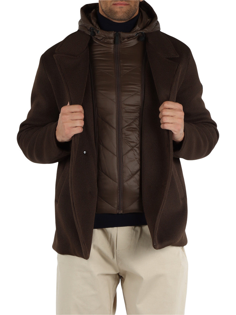 UW5- GRAVITY Caban Tricotech Brown Man