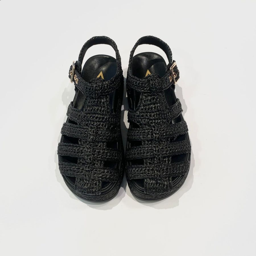 S4-201-30 Sandalo Ragnetto Raffia Black