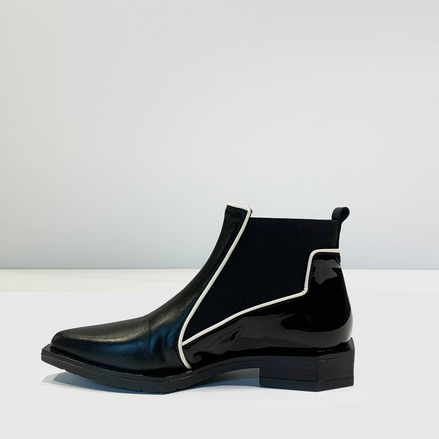 W4-G013 Stivaletto Profili Vitello Nero