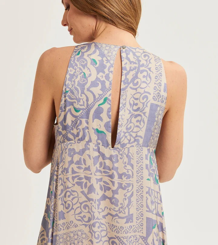 S5-15055 Abito Lungo in Stampa Burro Cenere