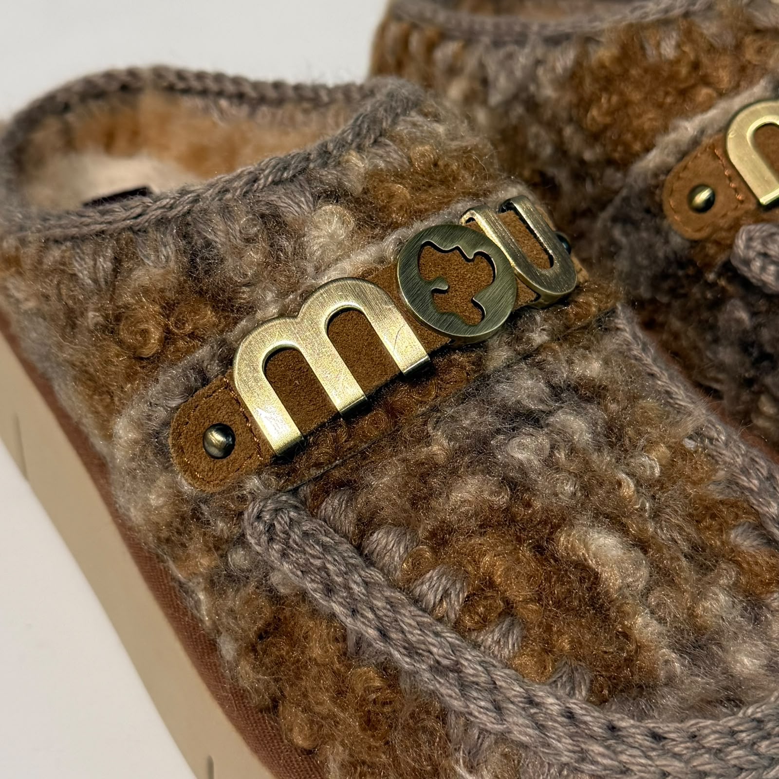 W6-Bounce Clog Plaid Teddy Fur Mercia Marron