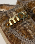 W6-Bounce Clog Plaid Teddy Fur Mercia Marron