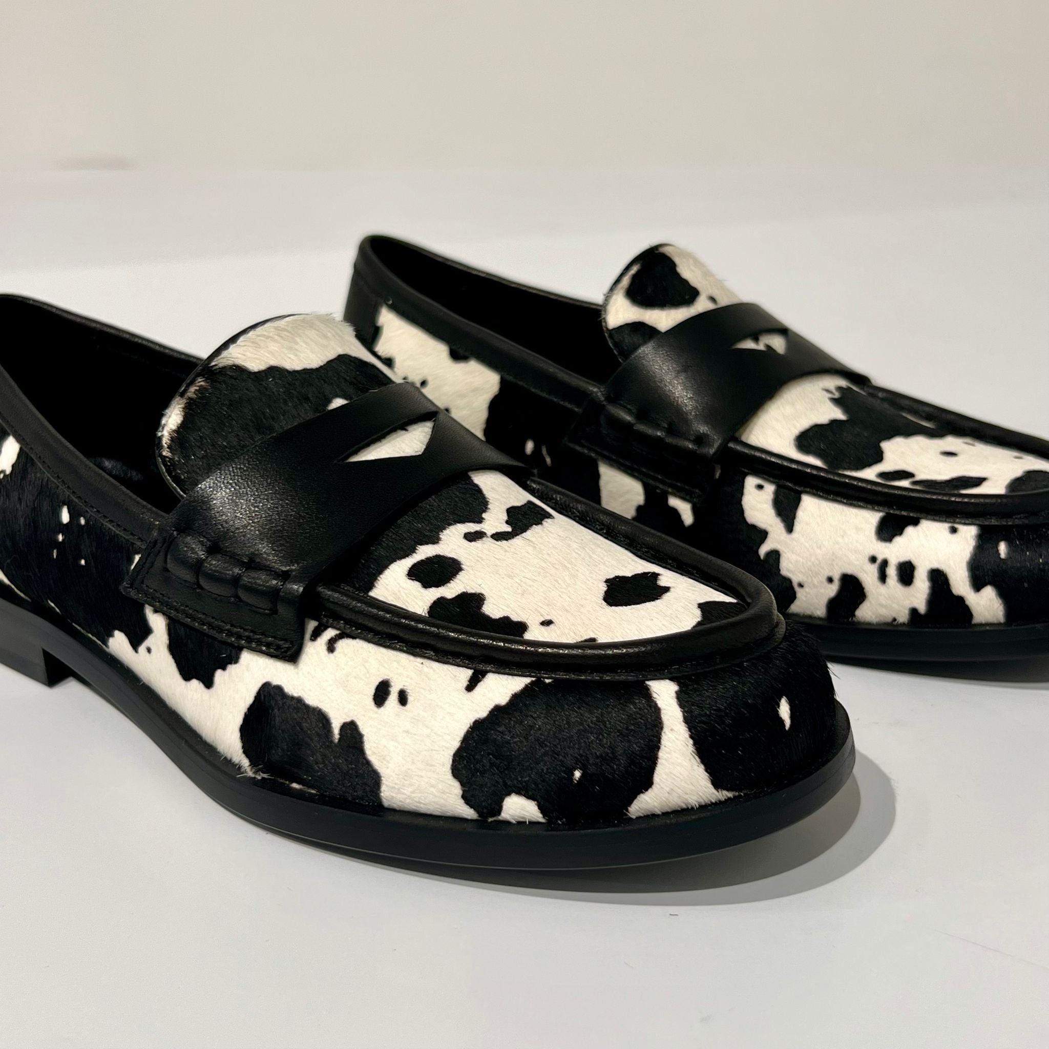 W5-90046 Mocassino Cow Print Nero/Bianco
