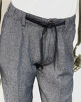 S5-1442 Pantalone Lino E Cotone Navy Blue Man